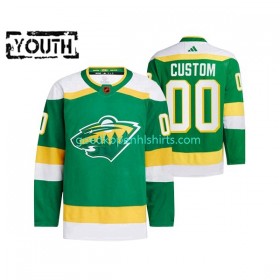 Minnesota Wild Custom Adidas 2022-2023 Reverse Retro Groente Authentic Shirt - Kinderen